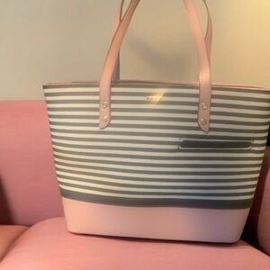 LOVEVOOK Striped Pink and Gray Tote Bag NWOT